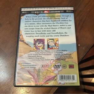 Classic Alice in Wonderland DVD — Colorful Illustrated Back Cover